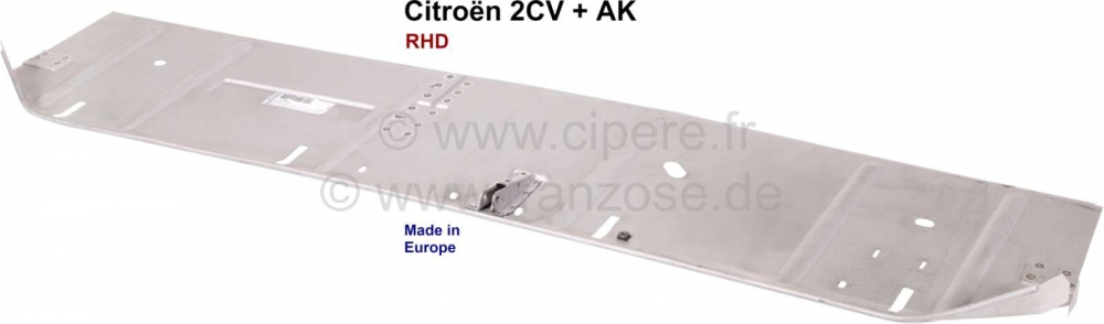 Alle - 2CV, dashboard (RHD) bodem (plaatwerk), incl. beugel voor versnellingspook + handrem. Gesc