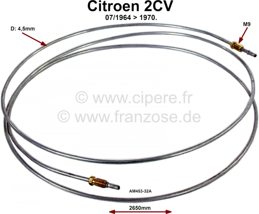 Citroen-2CV - Remleiding, geschikt voor Citroen 2CV, van modeljaar 07/1964 tot 1970. Verbinding van de h