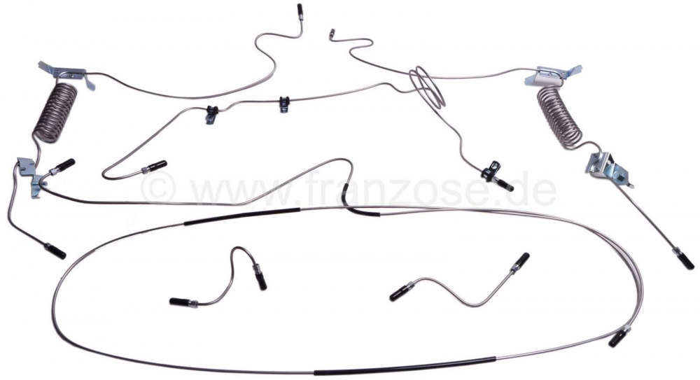 Citroen-2CV - Roestvrijstalen remleiding (complete set). DOT remsysteem. Geschikt voor Citroen 2CV4 + 2C