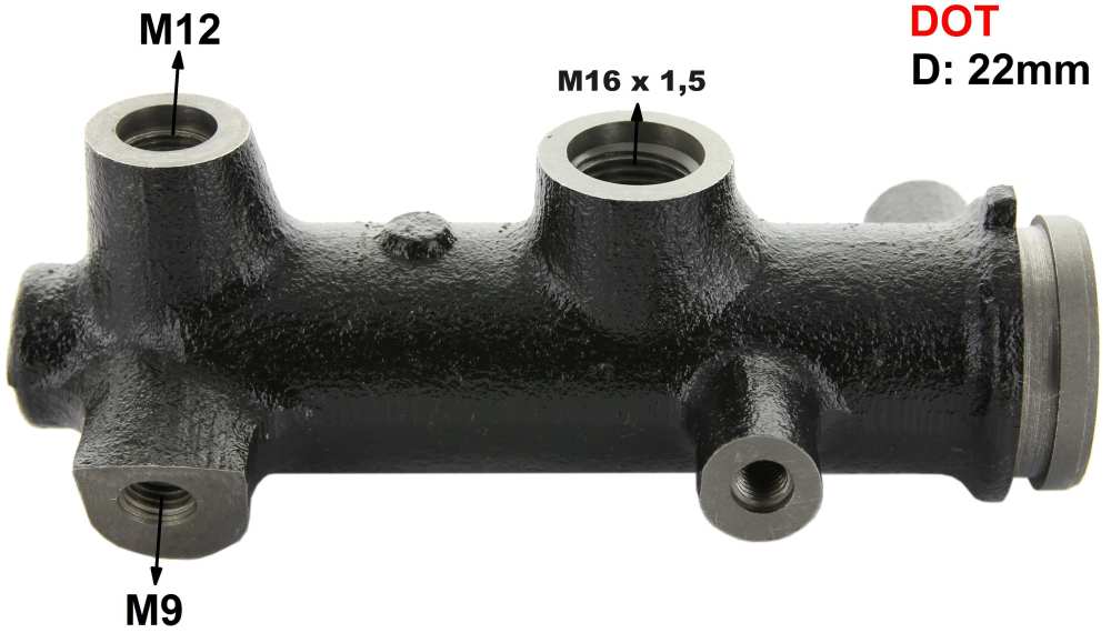 Citroen-2CV - Hoofdremcilinder, DOT-remsysteem. Enkel circuit remsysteem. Geschikt voor Citroen 2CV, van