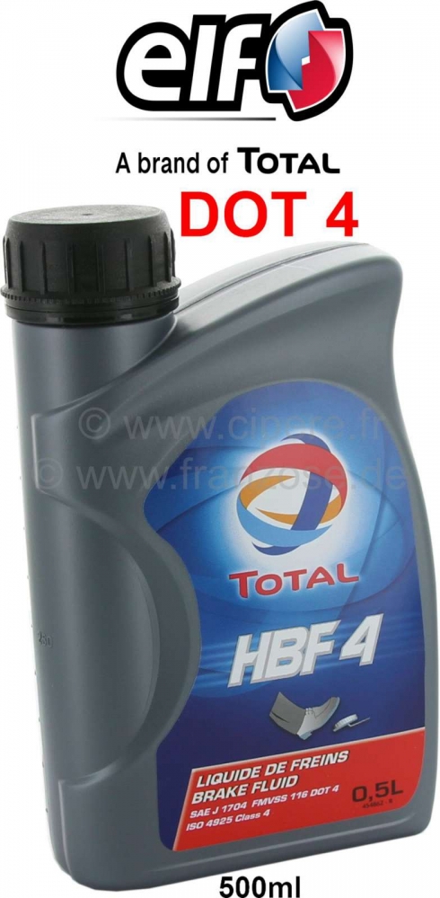 Sonstige-Citroen - Remvloeistof DOT4. 1/2 liter. Fabrikant TOTAAL. Geschikt voor alle Citroen 2CV tot 1981 (v
