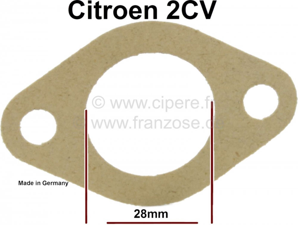 Citroen-2CV - Carburateurvoetpakking voor Citroen 2CV, met ronde carburateur. Binnendiameter 28,0 mm. Ge