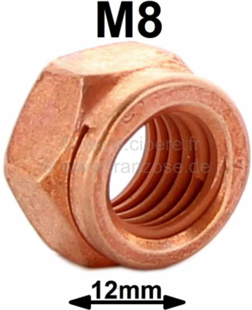 Renault - M8, koperen moer, voor 12 mm gereedschapssleutel. Verkoperd! Voor uitlaatsystemen + uitlaa