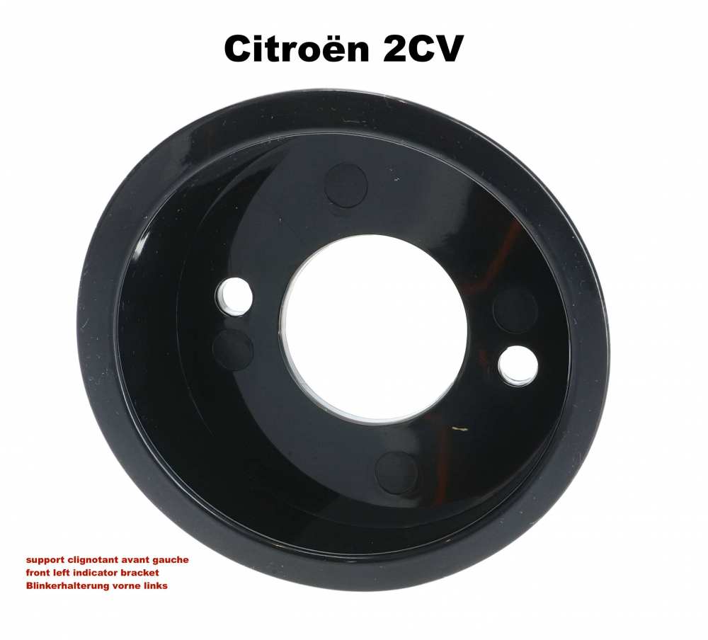 Citroen-2CV - Knipperlichtbeugel linksvoor in het spatbord. Kleur: zwart. Geschikt voor Citroen 2CV4 + 2