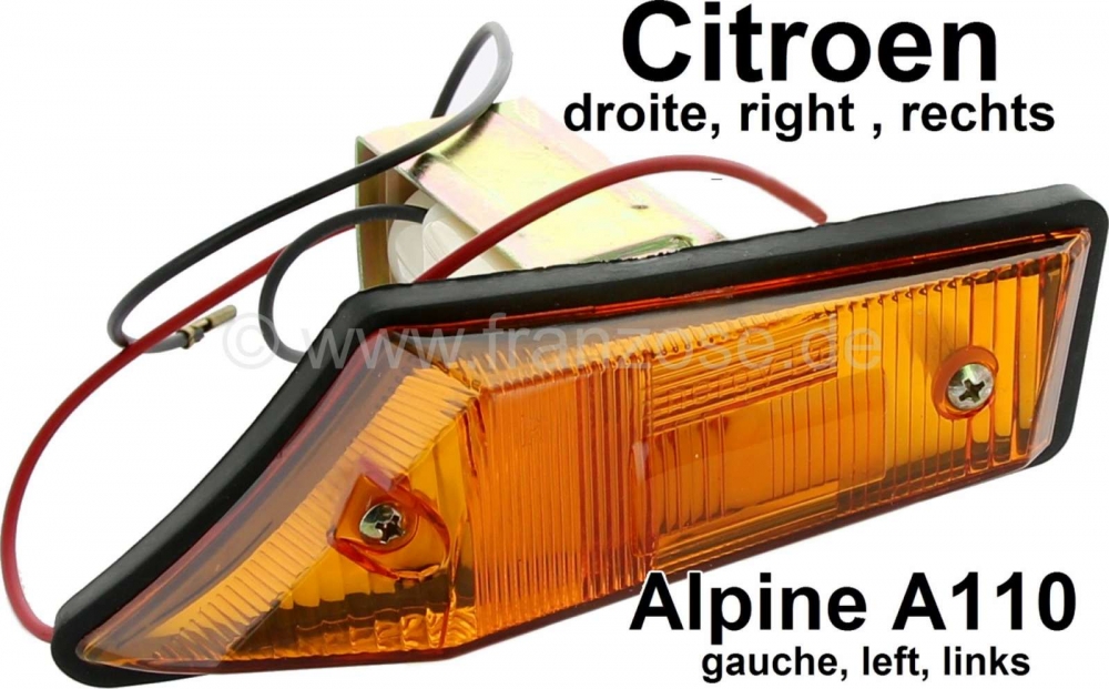 Citroen-2CV - Knipperlicht compleet rechtsvoor, oranje. Geschikt voor Citroën Dyane, Acadyane, Mehari. 