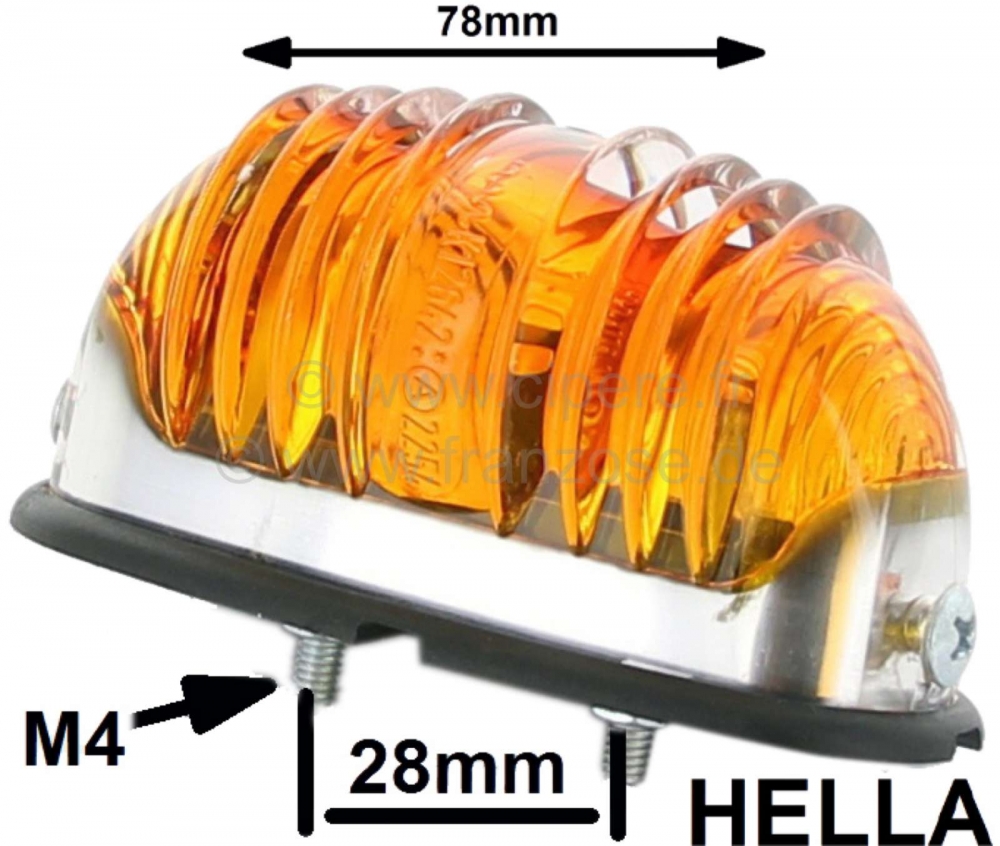 Citroen-2CV - Knipperlichten voor de C-stijl! Verchroomde lampvoet. Geschikte lamp = Soffitte 18Watt. Ge