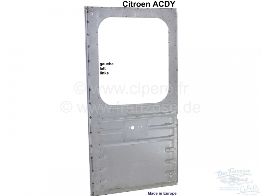 Citroen-2CV - ACDY, achterdeur links, reproductie. Geschikt voor Citroen ACDY (boxbanden). De deur is el