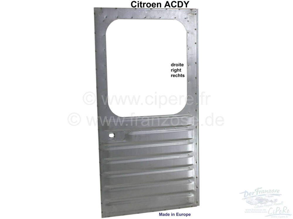 Citroen-2CV - ACDY, achterdeur rechts, reproductie. Geschikt voor Citroen ACDY (bakwagens). De deur is e