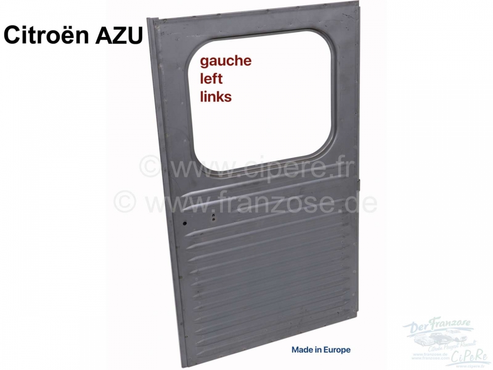 Citroen-2CV - AZU, achterdeur links (vierkant raam, smalle groeven)), reproductie. Geschikt voor Citroen