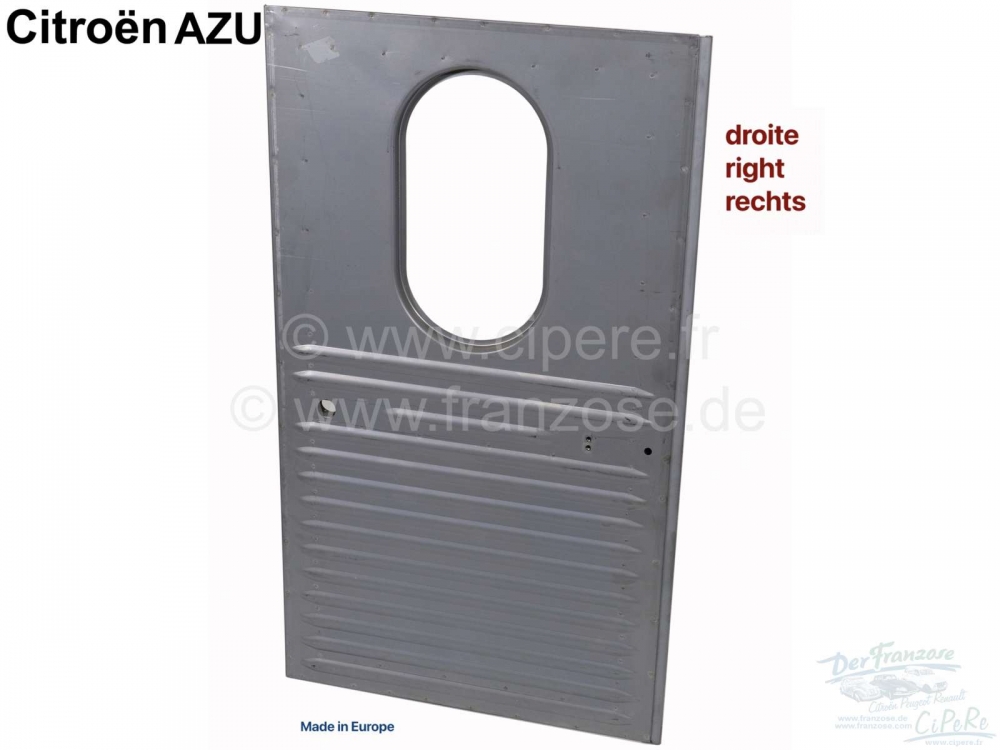 Citroen-2CV - AZU, achterdeur rechts (ovale ruit), reproductie. Geschikt voor Citroen AZU (lage bak). De