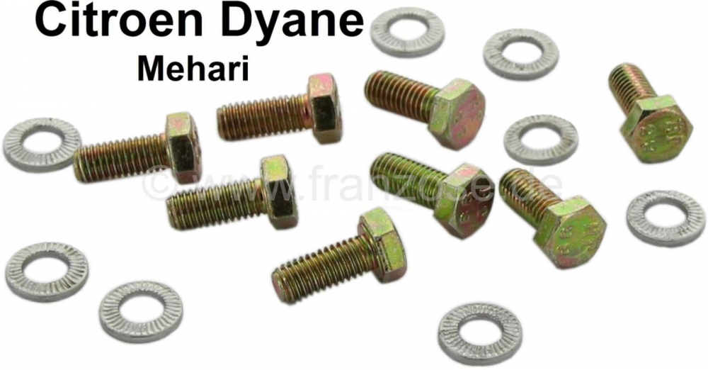 Citroen-2CV - Dyane/Mehari, koplampkom schroevenset (8x). Geschikt voor Citroën Dyane + Mehari.