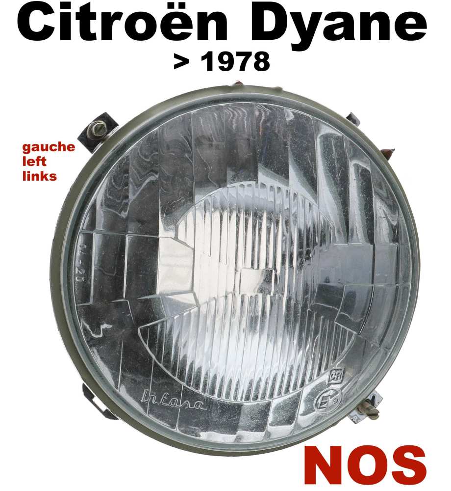 Alle - Dyane/Mehari, koplampinzetstuk links, origineel van Infasa uit Spanje. Geschikt voor Dyane