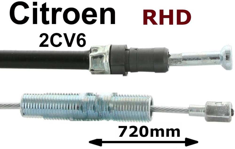 Citroen-2CV - Koppelingskabel voor Citroen 2CV6 RHD, Dyane 6 RHD. Geïnstalleerd van 1970 tot 1990. 720m