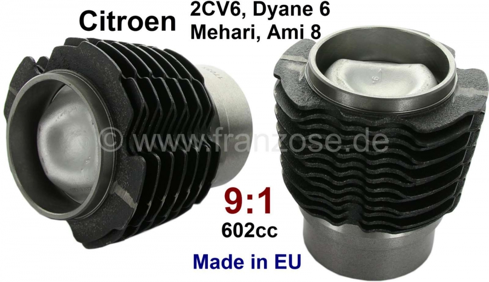 Citroen-2CV - Zuiger + cilinder (2 stuks). Geschikt voor Citroen 2CV6/Club, Charleston, Special. Dyane 6