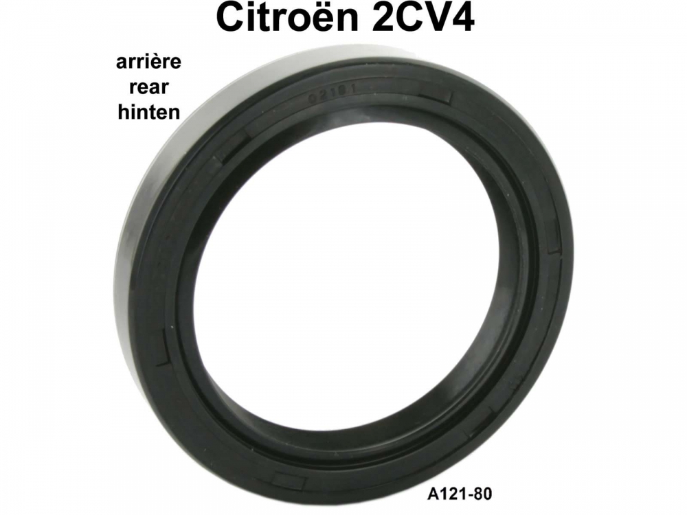 Citroen-2CV - Krukasoliekeerring achter voor Citroen 2CV4. Afmetingen: 48x65x10mm. Bestelnr.: A121-80
