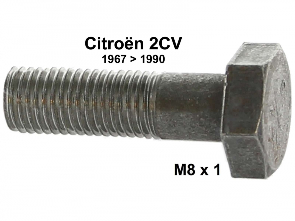 Citroen-2CV - Vliegwielbout M8x1, lengte ca. 28mm. Geschikt voor Citroen 2CV vanaf 1967, reproductie, pe