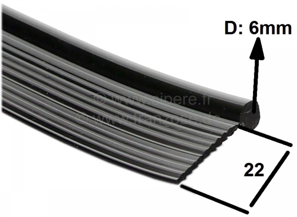 Citroen-2CV - Spatbordbies in zwart, universele pasvorm, per meter. Door de klant op maat gesneden - ret