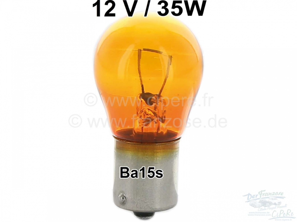 Alle - Gloeilamp 12 Volt, 35 Watt. Lampvoet Ba15s , gekleurd geel!!!!!!!!!! voor witte knipperlic