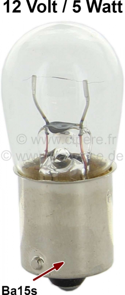 Renault - Gloeilamp 12 Volt, 5 Watt.  Ba15s