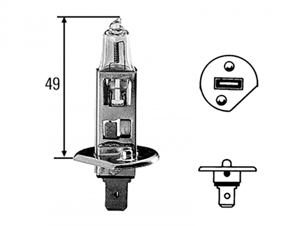 Renault - Gloeilamp 12 Volt, H1, 55 Watt, helder!!! Bijv. Citroen DS, Peugeot 504 Cabrio.