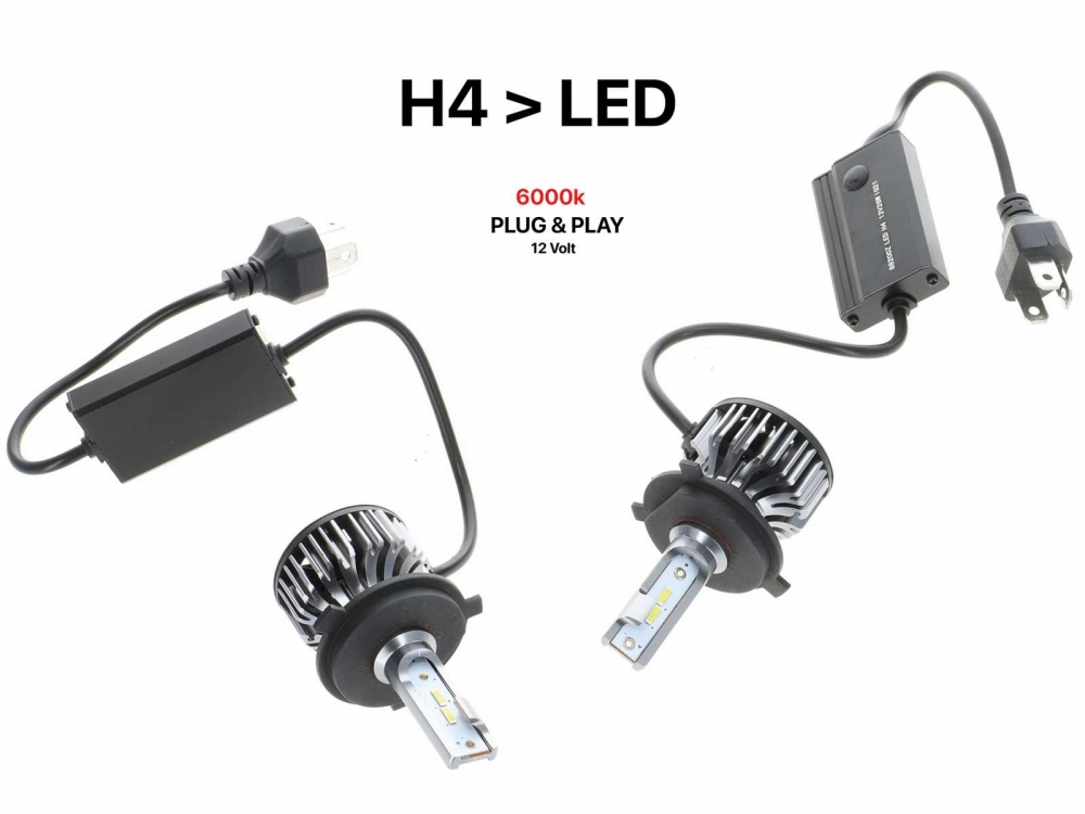 Citroen-2CV - Gloeilampombouwset, van H4 (lampvoet P43t) naar LED-licht! Deze kit vervangt de H4 lamp do