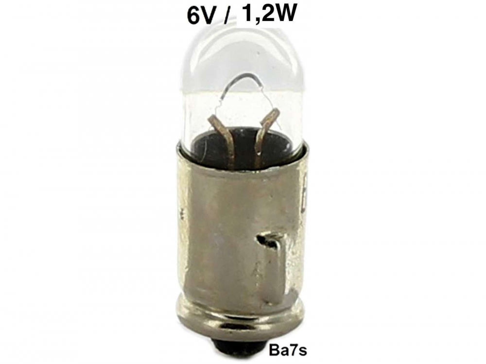 Peugeot - Lamp 6 Volt, 1,2 Watt. Ba7S lampvoet. Voor de grote richtingaanwijzer op oudere 2CV + HY. 
