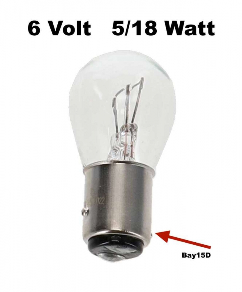 Renault - Lamp 6 Volt, 5/18 Watt. Stopcontact Bay15d/ Achterremlicht