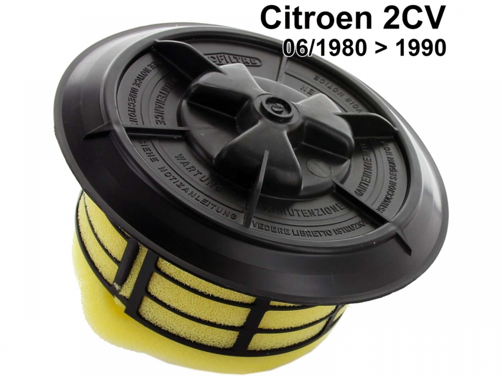 Citroen-2CV - Luchtfilterinzetstuk 2CV6, vanaf modeljaar 06/1980, compleet met zwart deksel. Merk fabrik