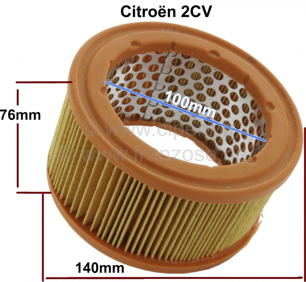 Citroen-2CV - Luchtfilterinzetstuk voor 2CV oud, met plaatstalen luchtfilter. Buitendiameter: 140mm, bin