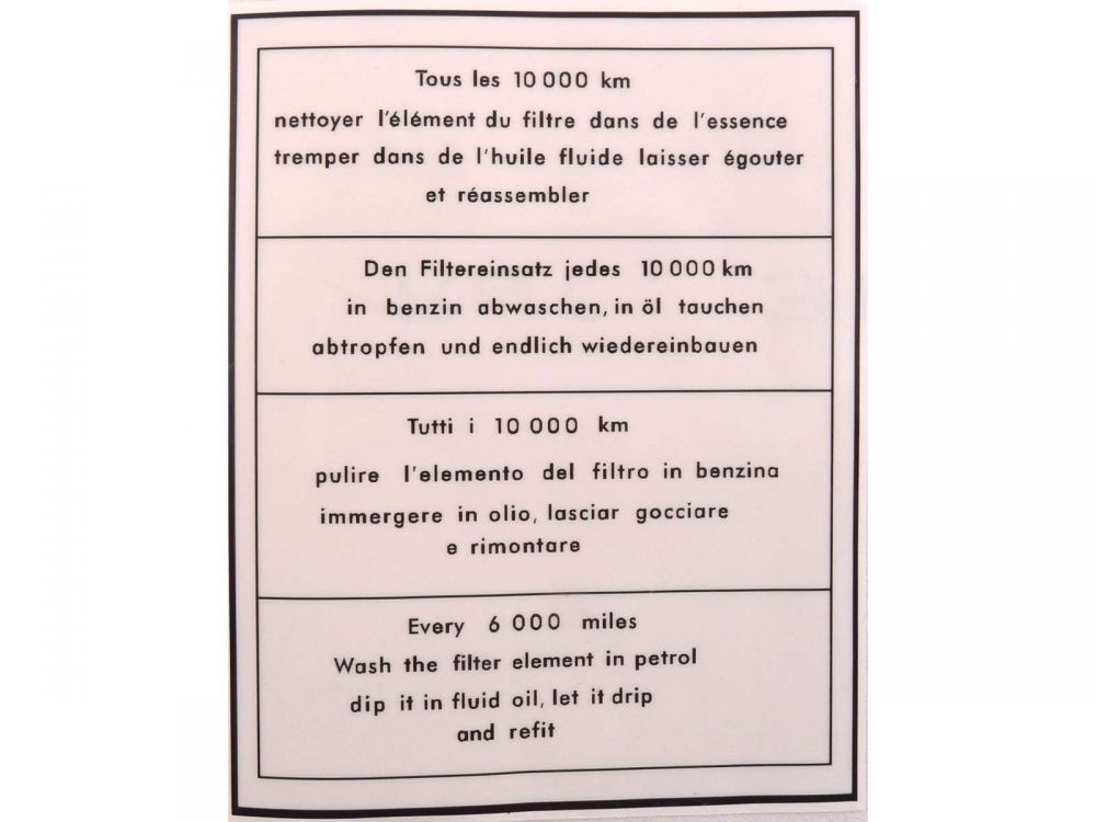 Citroen-2CV - Luchtfiltersticker, wit-zwart, voor Citroen AMI.