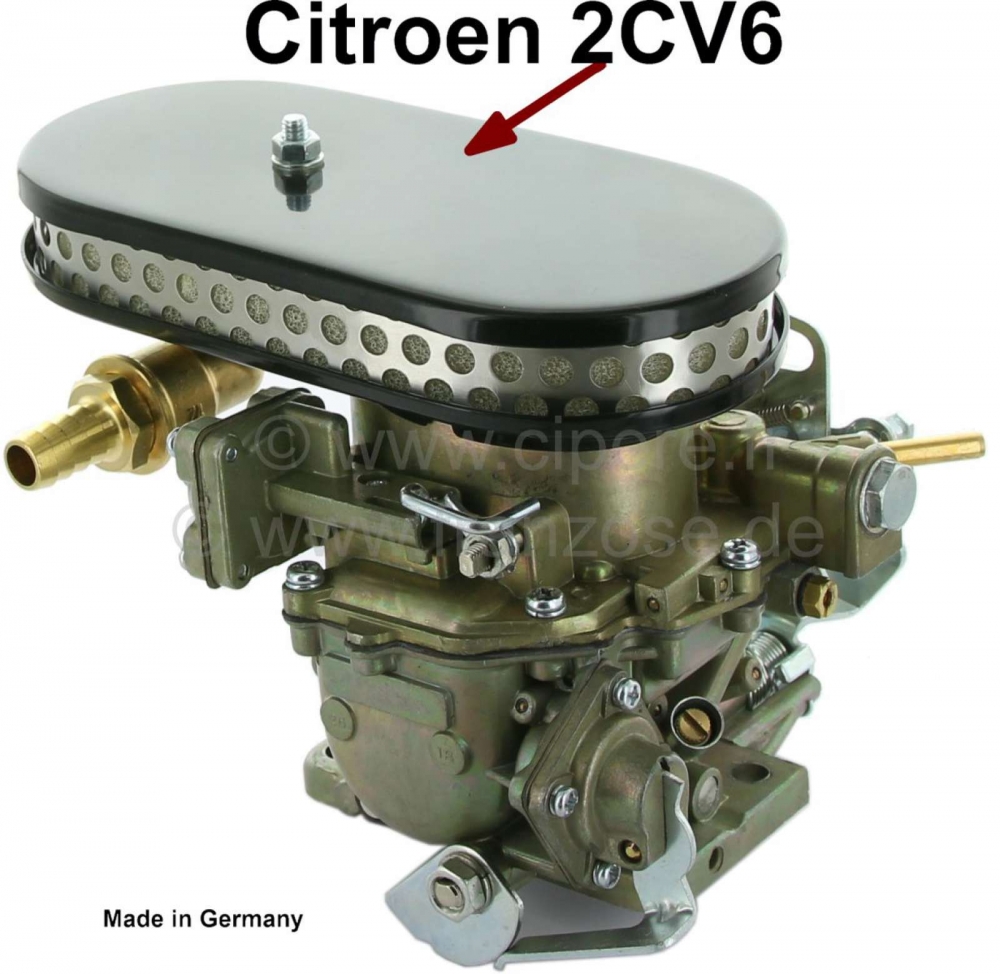 Citroen-2CV - Sportluchtfilter voor Citroen 2CV6. Het filter wordt rechtstreeks op de carburateur gemont