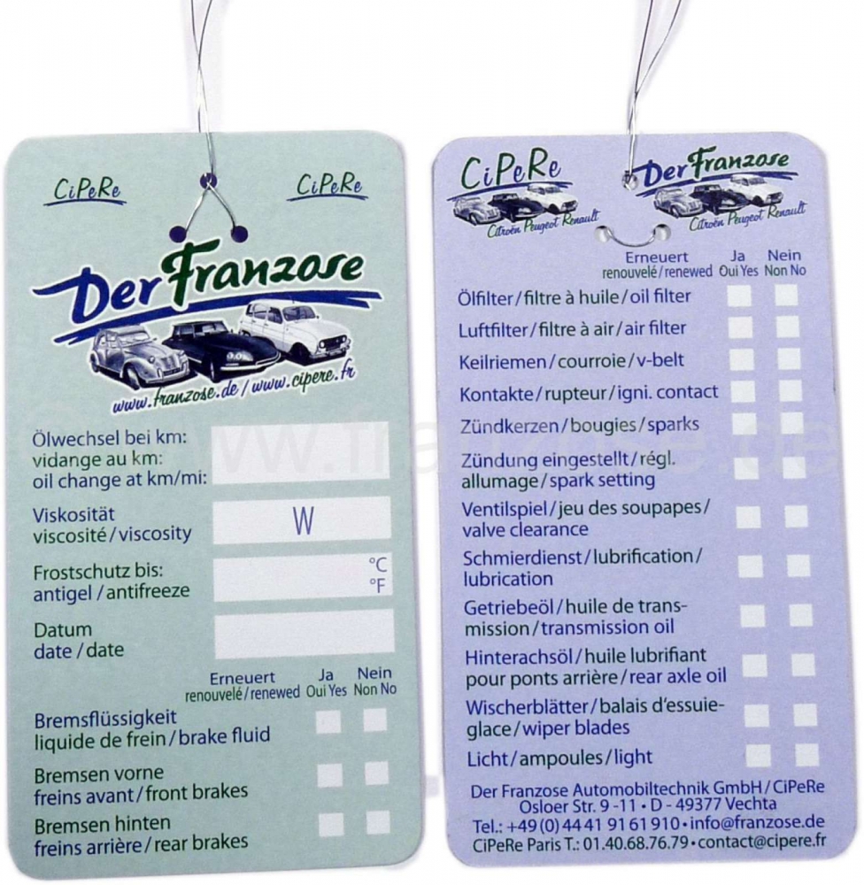 Renault - Olieverversingsplaatjes (10 stuks) 