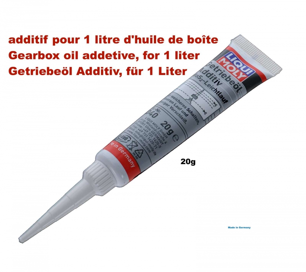 Citroen-2CV - Transmissieolie, additief 20g. Geschikt voor 1 liter transmissieolie. Het additief vermind
