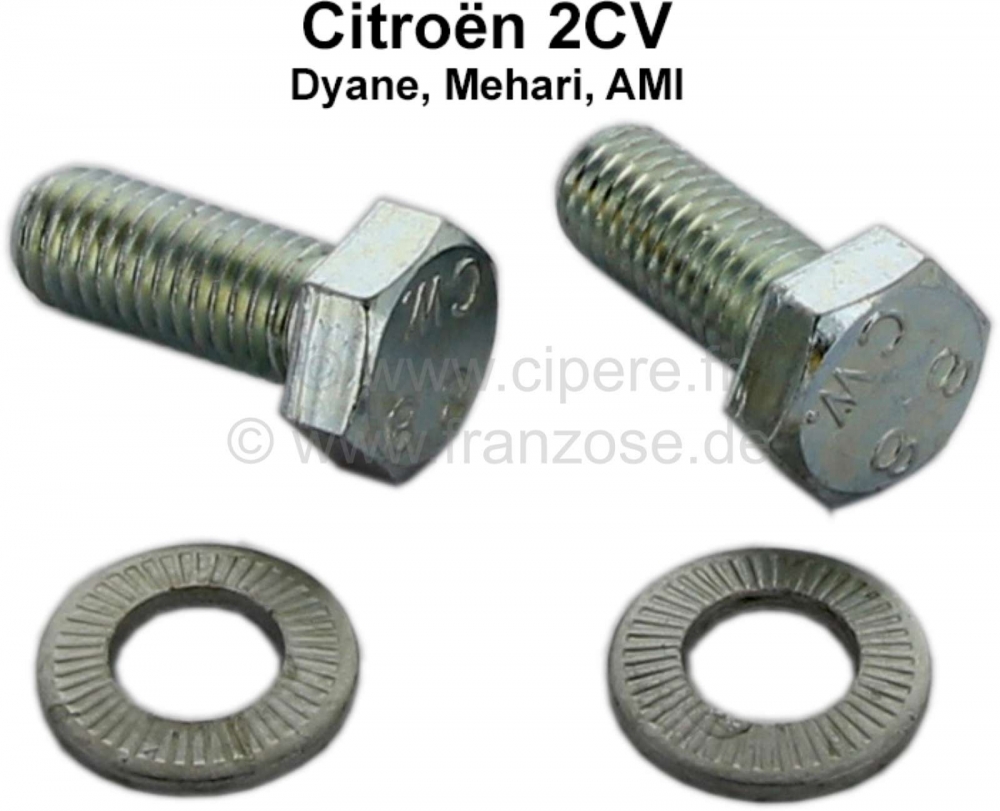 Citroen-2CV - Bevestigingsschroef motorsteun (2 stuks). Voor bevestiging van de metalen beugel aan het m