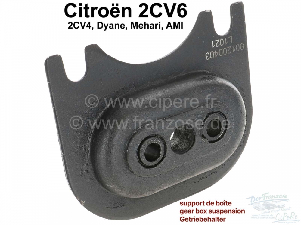 Citroen-2CV - Transmissiesteun op de vooras, voor Citroen 2CV4+6, (achterste motorsteun). Reproductie. G