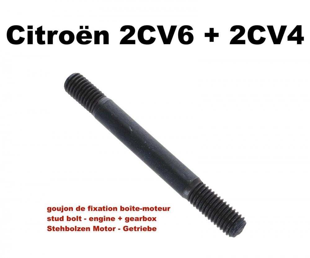 Citroen-2CV - Boutverbinding motor-transmissie: Studbout lang, tussen motor + transmissie. Geschikt voor
