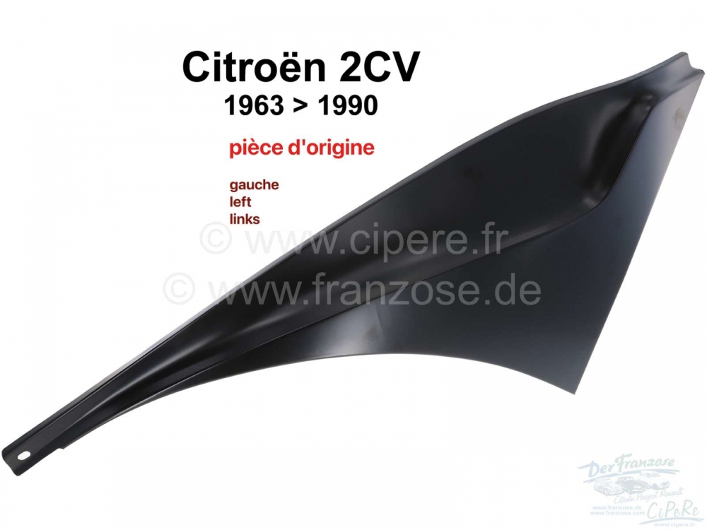 Citroen-2CV - 2CV, motorkap wangstuk links (origineel) voor Citroen 2CV. (vastgeschroefde plaat tussen s