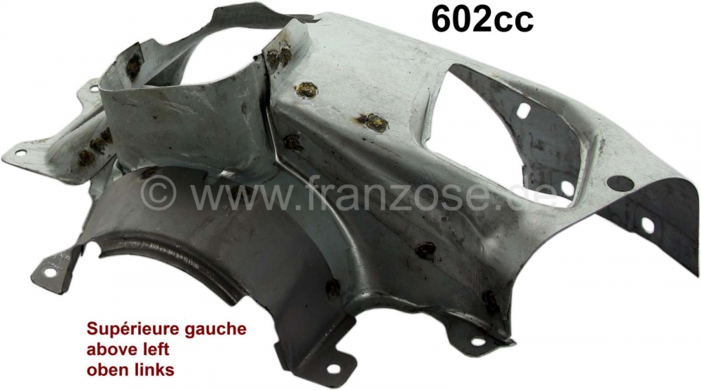 Citroen-2CV - Motorkap rond de cilinder, linksboven (luchtkanaal). Plaatwerk materiaal. Geschikt voor Ci