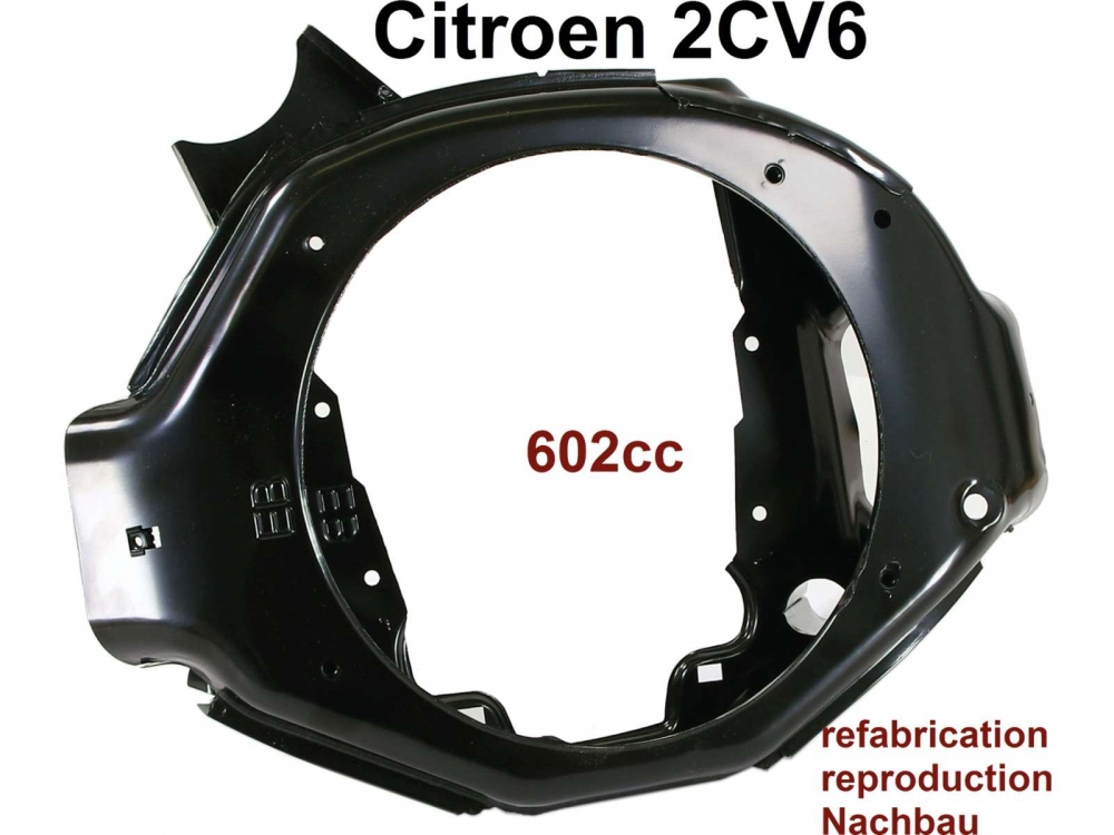 Citroen-2CV - Motorventilatorhuis (voor schijfrem). Geschikt voor Citroen 2CV6, Dyane, AK, Mehari. Repro