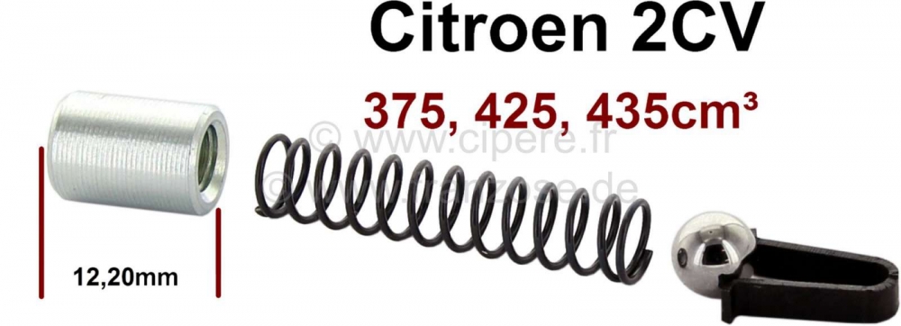 Citroen-2CV - Reparatieset oliedrukventiel voor Citroen 2CV (375, 425, 435ccm³). Bestaande uit veer, ko