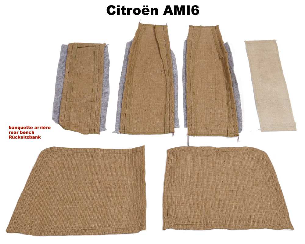 Citroen-2CV - Jute hoes met ijzerdraad aan de zijkanten, voor 1 achterbank AMI6 (de hoes is onder de zit