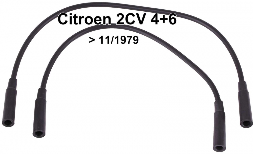 Citroen-2CV - Bougiekabelset, gemonteerd tot 11.1979, voor Citroen 2CV. OEM-kwaliteit! De beste kabels v