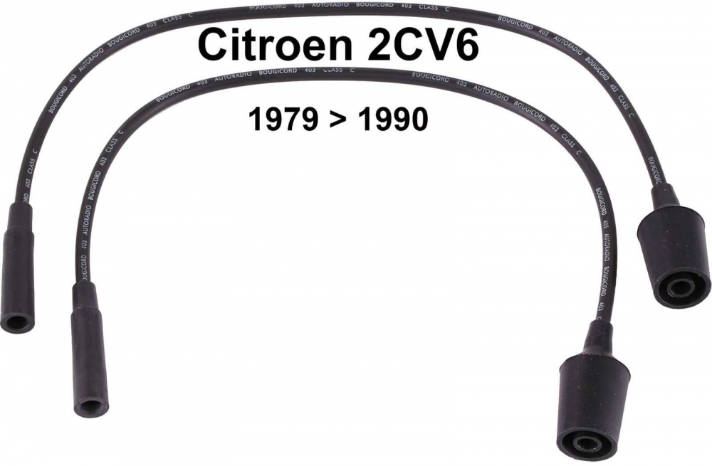 Citroen-2CV - Set originele bougiekabels, Citroen 2CV uit 1979. De kabels hebben de grote bougiestekker.