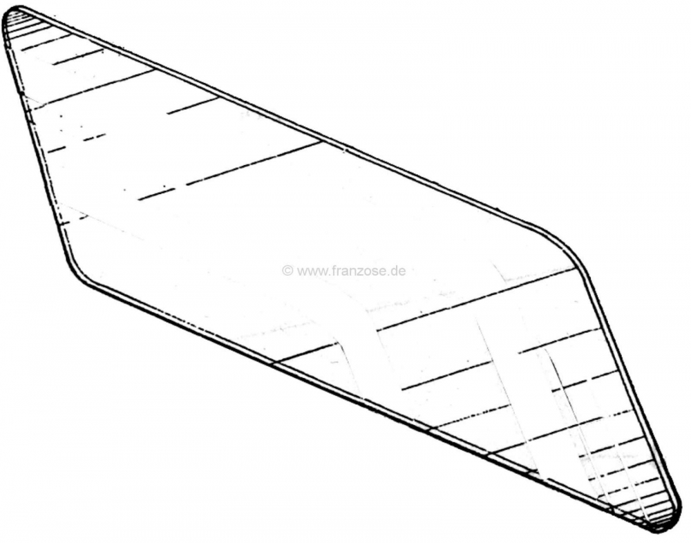 Renault - 2CV, achterruit, helder, niet verwarmbaar, niet geschikt voor kleine achterruit!  Ca. 34x8