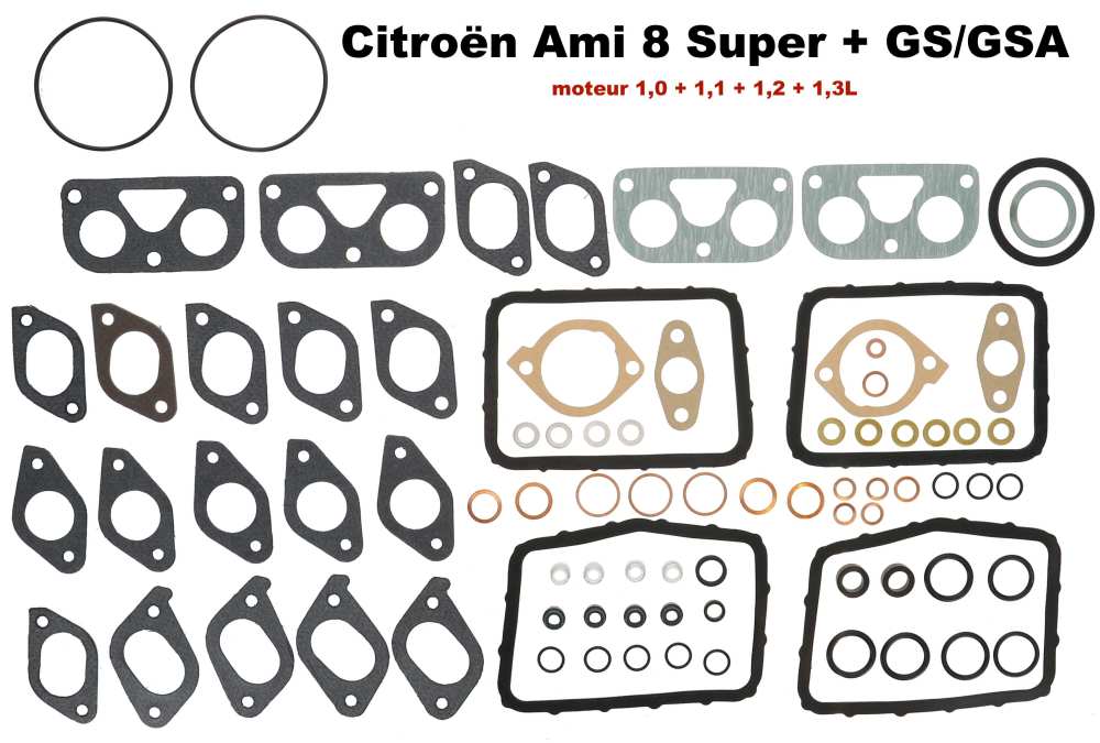 Citroen-2CV - Motor pakkingset geschikt voor Citroen AMI8 Super. Citroën GS + GSA. Geschikt voor alle m