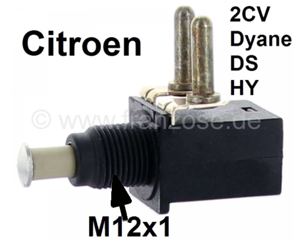 Citroen-2CV - Remlichtschakelaar op het rempedaal. Ronde stekkerverbinding. Schroefaansluiting: M12x1, g