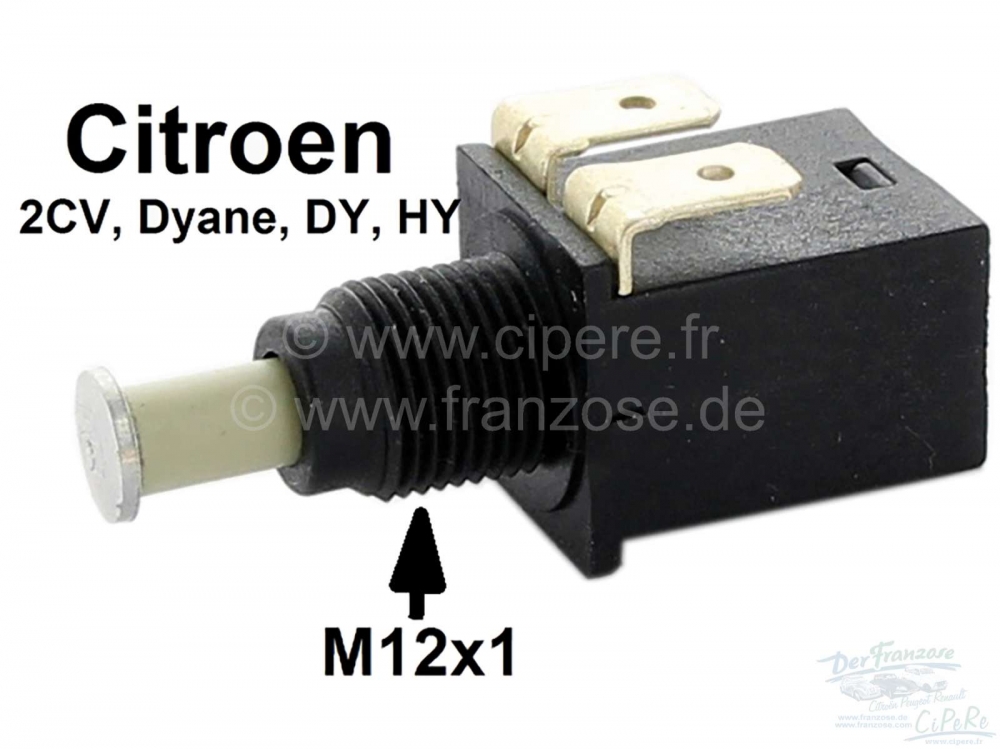 Citroen-DS-11CV-HY - Remlichtschakelaar op het rempedaal. Spadeconnector. Schroefaansluiting: M12x1, geschikt v