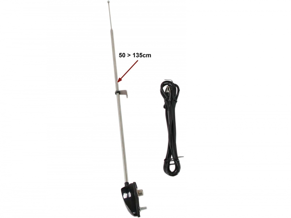 Renault - Antenne, voor zijdelingse montage op A-stijl. Verchroomd. Deze antennes werden op veel Fra