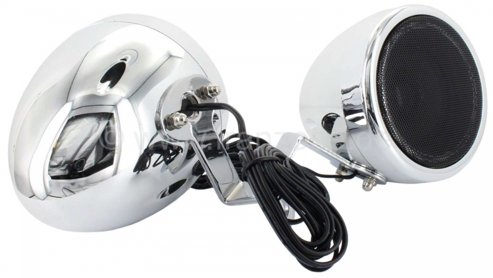 Alle - Opbouwluidspreker 7cm (1 paar). Ronde behuizing. Kleur: verchroomd. Totale diameter: 104mm