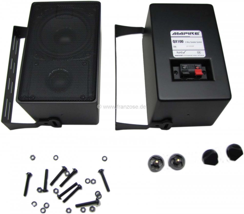Citroen-2CV - Opbouwluidspreker met tweeter + woofer. Zeer eenvoudige vorm, zonder opdruk, LED's die kun